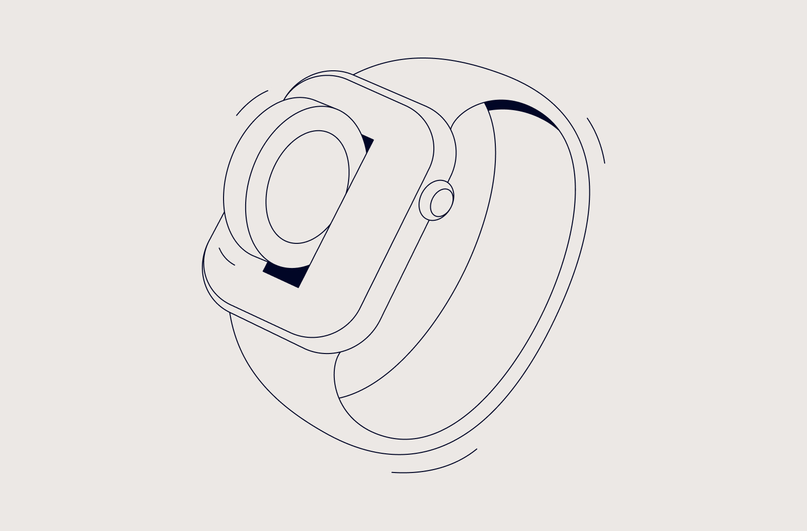 Minimalist illustration of a smartwatch with a circular interface, suggesting digital access or wearable tech integration.